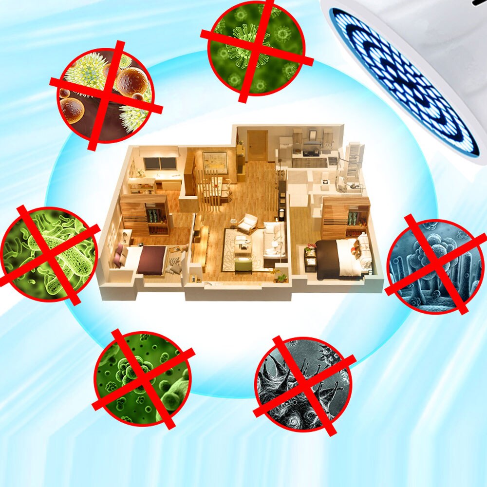 Ultraviolet disinfection Light LED Indoor Home UV Germicidal Lamp E27 Ozone Sterilizer Lampara 220V 72LEDs UVC Bulb Kill Virus