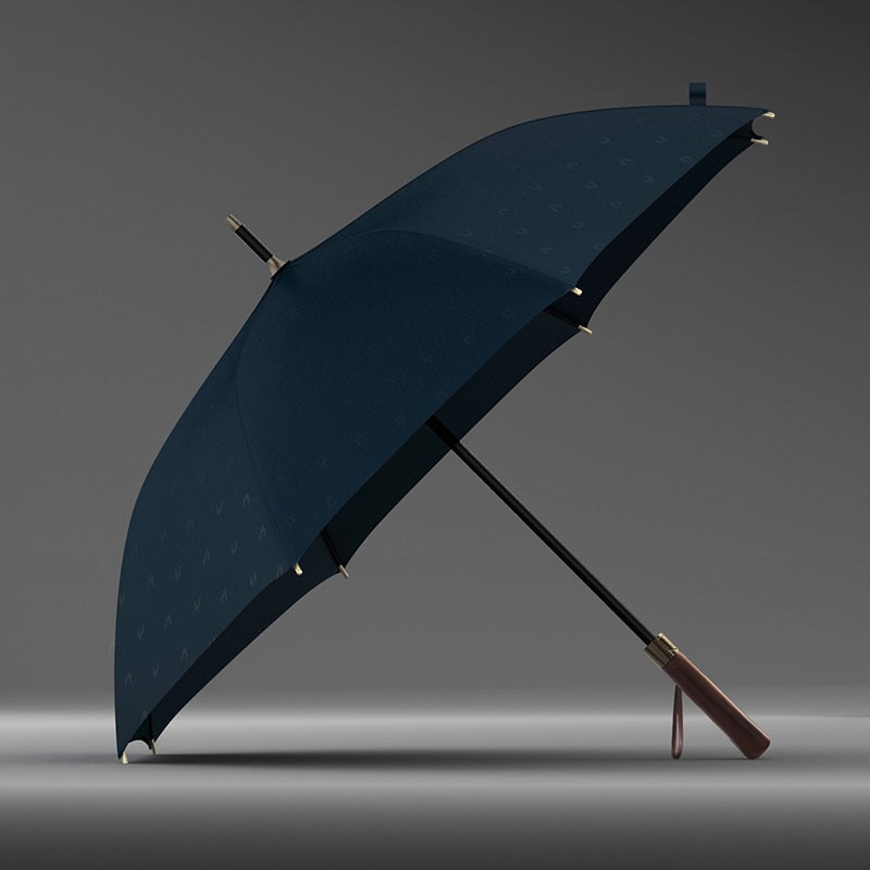 Paraguas largo de doble capa con mango de madera para hombre y mujer paraguas de Golf de 8K, a prueba de viento, para exteriores, dos colores,