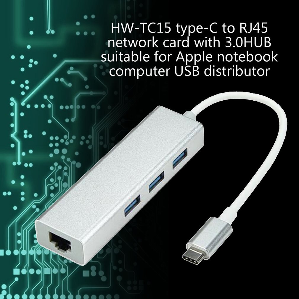 USB 3.1 USB-C Type C 10/100Mbps Gigabit Ethernet Rj45 Lan Adapter with 3 USB 3.0 Network Card for MacBook