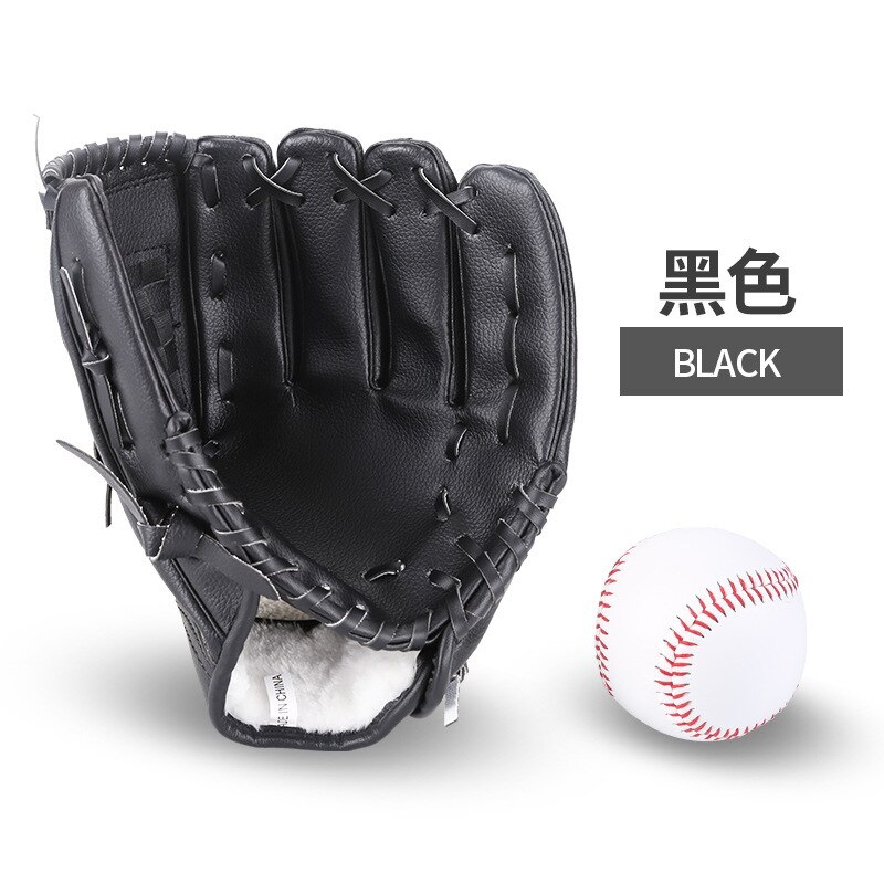 Kids Linkerhand Mannen Batting Handschoenen Lederen Softbal Honkbal Handschoen Lederen Apparatuur Guante Beisbol Sportkleding BJ50ST: Black / 11.5 inches