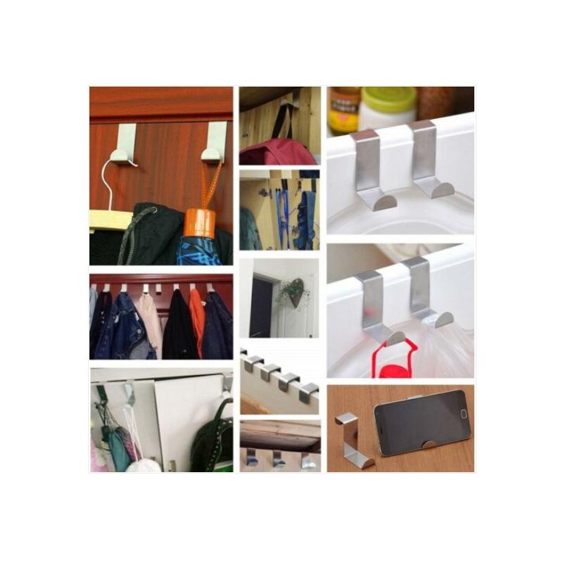 5Pcs Durable Stainless Steel Over The Door Hooks Hanging Hooks Dual Head Door Hanger Holders Single Hanger For Door Cupboard