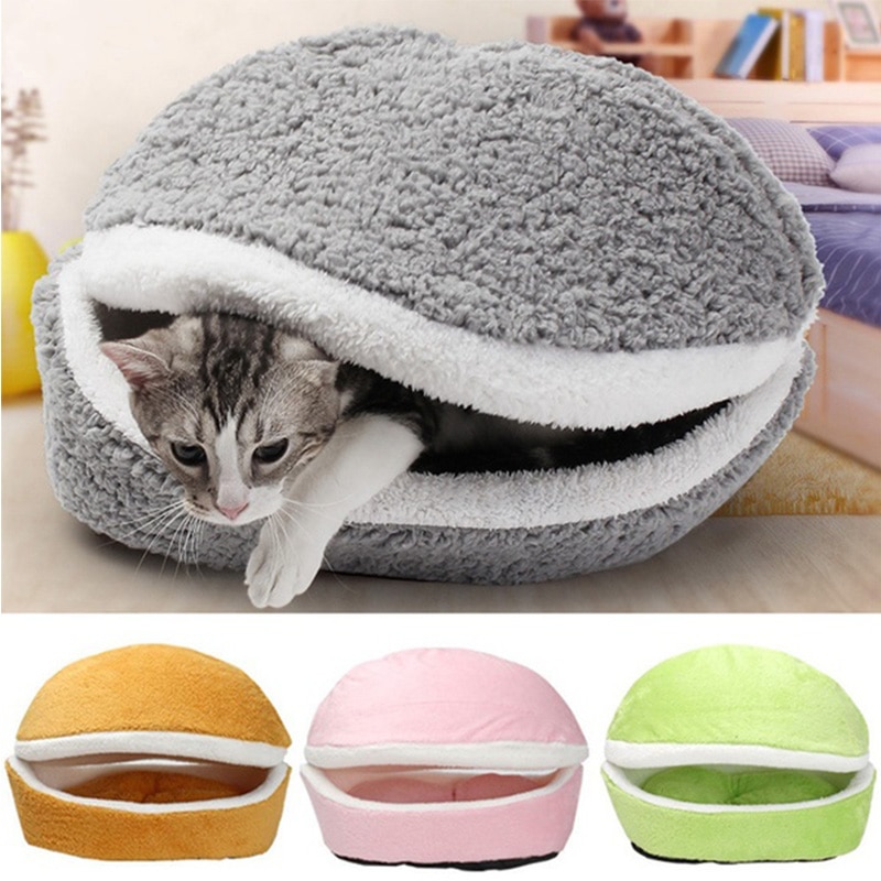 Aftagelig katte sovepose sofaer mat hamburger hund hus kort plys lille kæledyrs seng varm hvalpe kennel reden pude kæledyr produkter