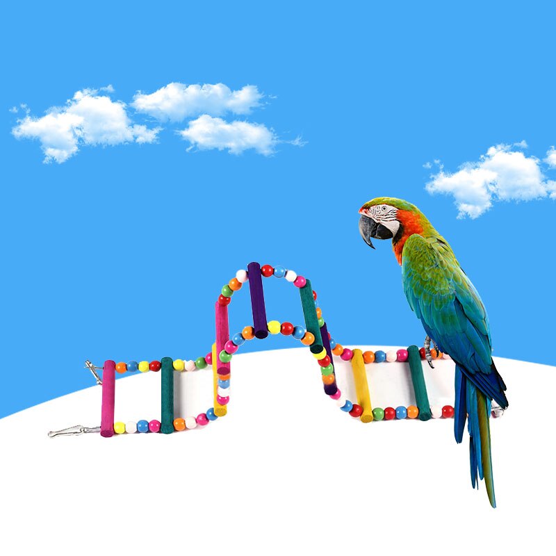 Sjov original papegøjebid legetøjsstige fugl svingende hængebrostige træperler fugleburstiger kæledyrsprodukter