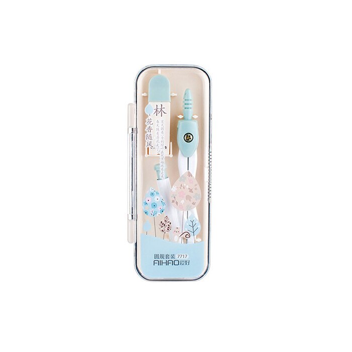 Metal Drawing Compass with 0.7mm lead refill Math Geometry Tools for Circles School Supplies Cute Stationery Set for Students: sky blue