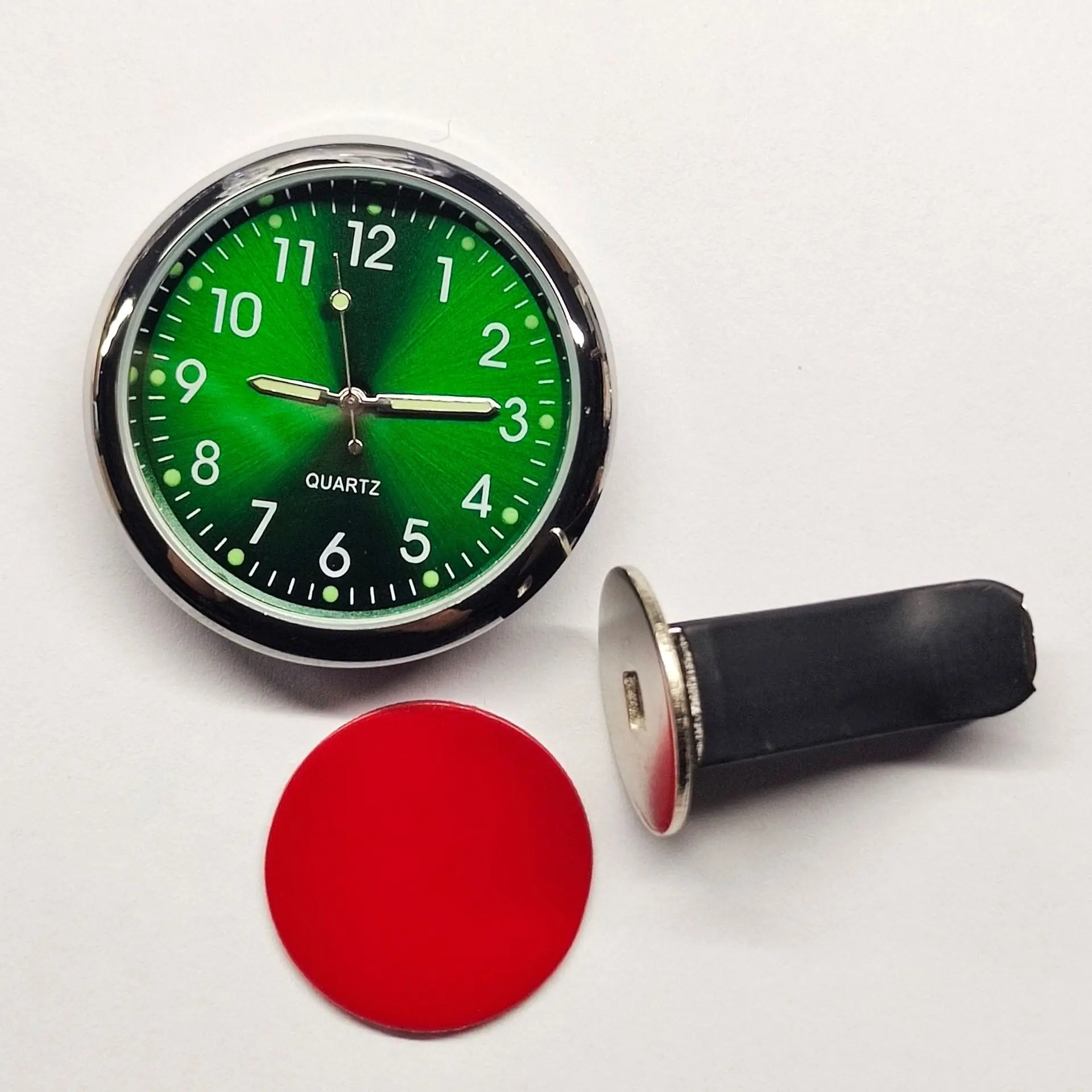 Mini-Uhr Auto Quarzuhr Mini elektronische Uhr wasserdicht Fahrrad Motorrad Uhr Auto Auto Uhr Armaturen brett Uhr im Auto: green