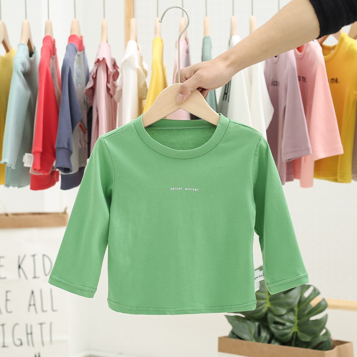 Selcet Amrket Gedrukt Baby Kinderen Jongens T-shirt Lange Mouw Lente Katoen Tops T-shirt Kinderen Basic Voorjaar Kleren