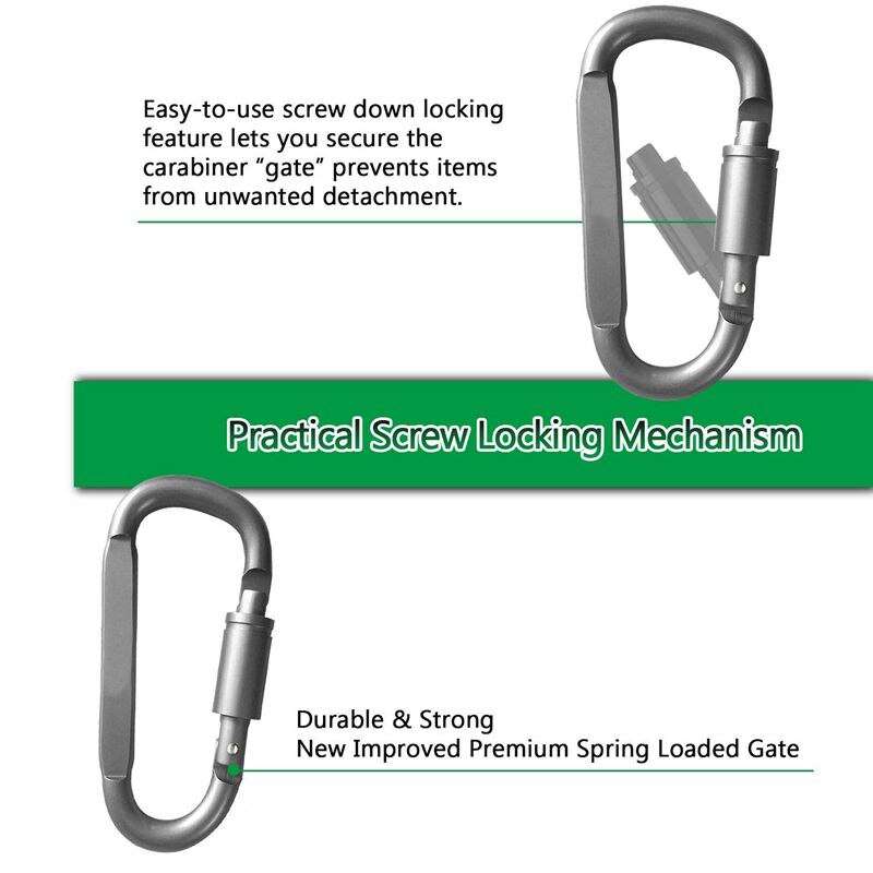 8 stuks d-ring karabijnhaak met schroefdop, aluminium sleutelhanger karabijnhaak, karabijnhaak voor kamperen, vissen, wandelen of reizen, buiten
