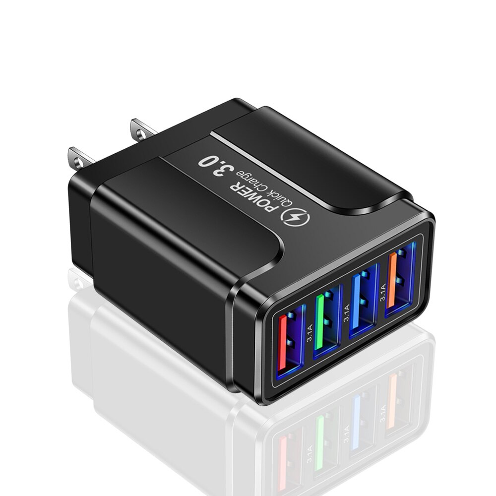 Cargador USB 3,0 de carga rápida para móvil, adaptador QC 3,0 para Xiaomi, iPhone X, enchufe europeo y estadounidense: US