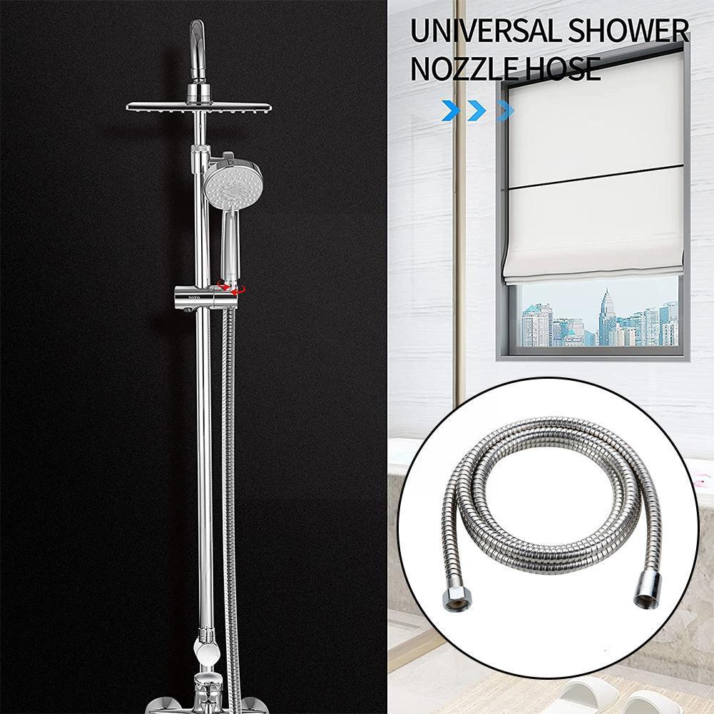 Steel Flexible Shower Hose Long Bathroom Shower Water Plumbing Tube Pipe Bathroom Pulling Hose Accessories Extension D2w7
