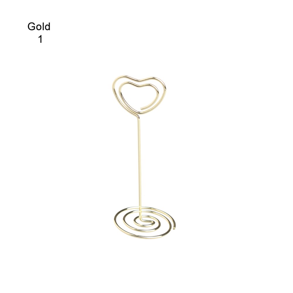 Metalen Kaarthouder Romantische Hart Foto Clip Tafel Nummer Stand Wedding Party Desktop Decoratie Bureau Accessoires: Gold1