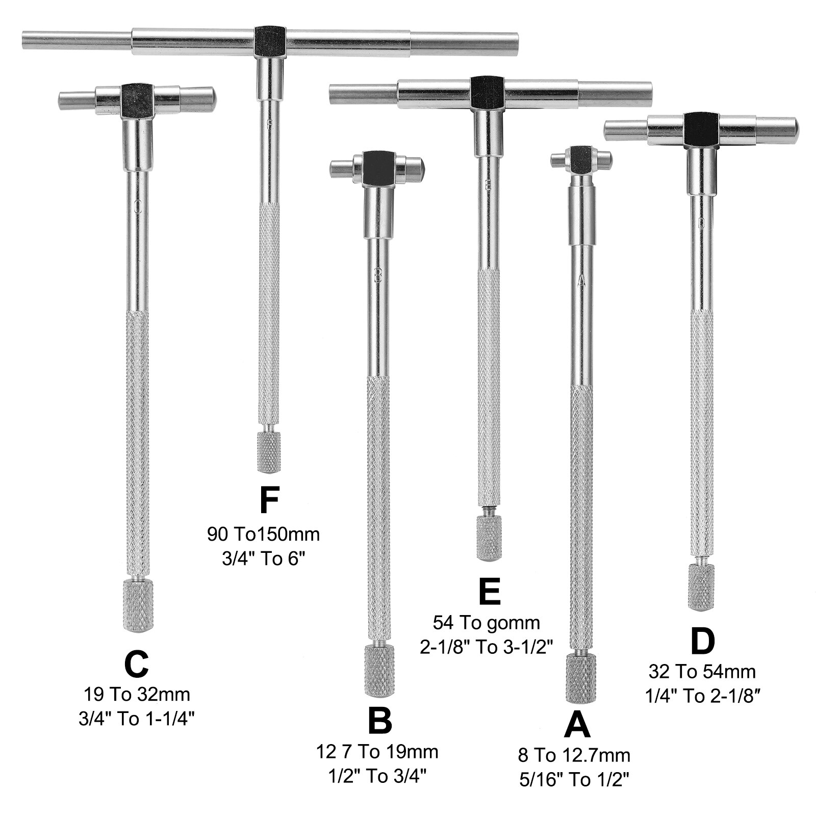 6 PCS / SET Measuring Tool Telescoping Gauges Internal Gauge Telescoping Hole Gauge for Quick Inside Measurements of Holes