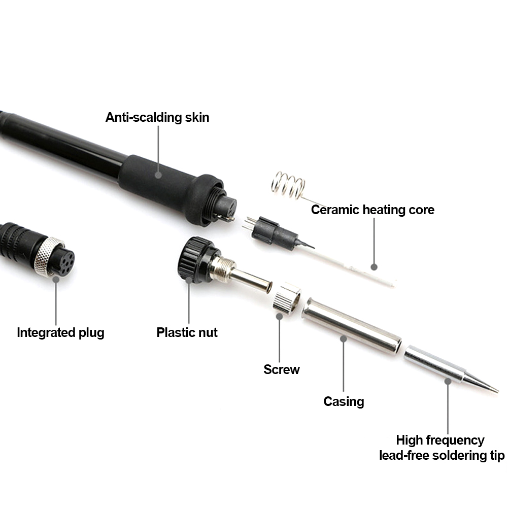 Estação de solda adaptador de alça de ferro para esd 852d 936 937d 898d 907 hakko ponta de ferro cânula embalagem + 5 peças ferramenta de pontas de ferro de solda