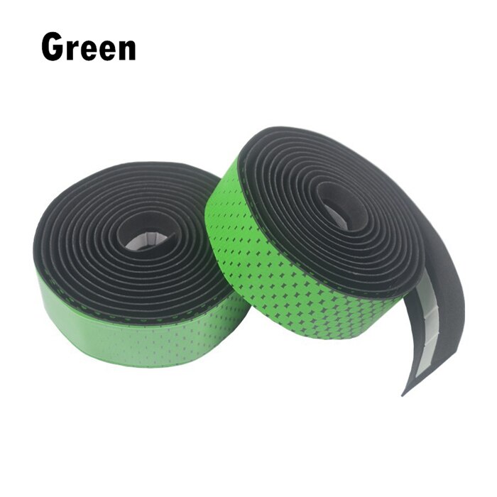 Pu cykel bånd cykel kork styr tape tape  +2 bar stik cykeltilbehør gradient cykel styr bånd: Grøn
