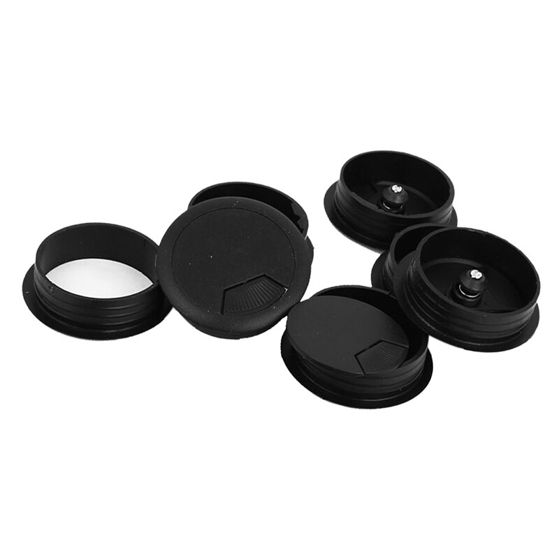 10 stk. rund plastdæksel kabelgennemføring huldæksel 50mm sort