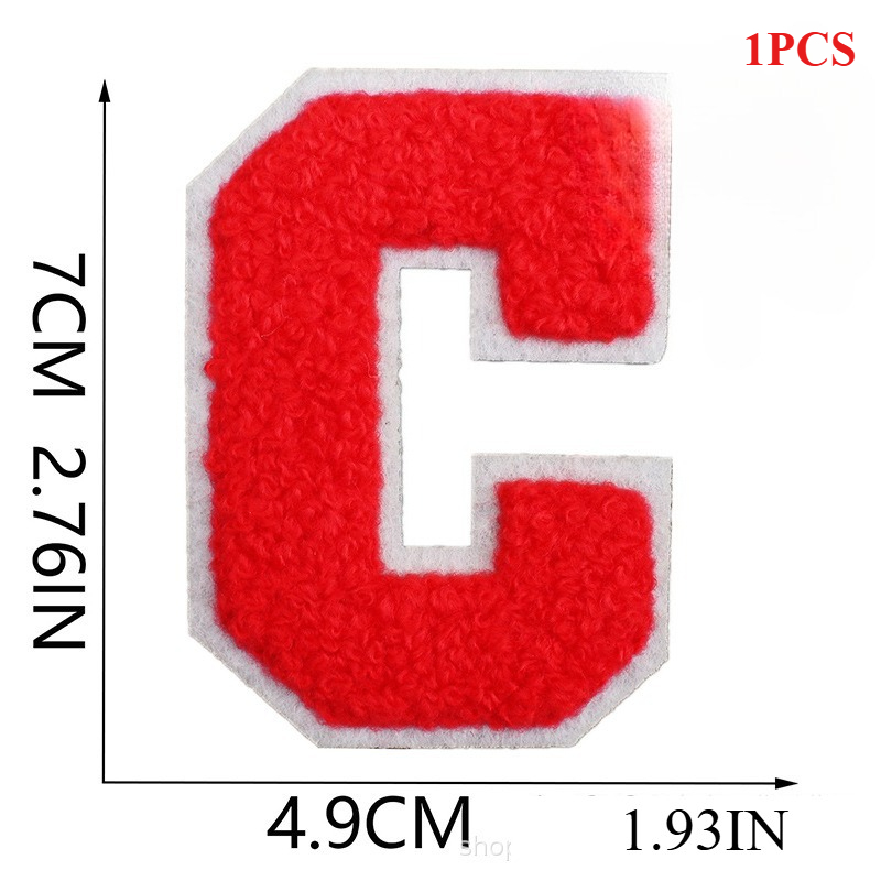 7Cm White Background Red Character Embroidery Cloth Sticker English Letters Towel Embroidery Patch Sticker Computer Embroidery: Laser Bright