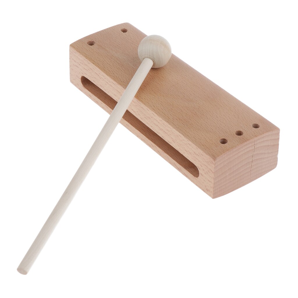 Wooden Handheld Block Clapper With Mallet Hand Percussion Instrument Toy