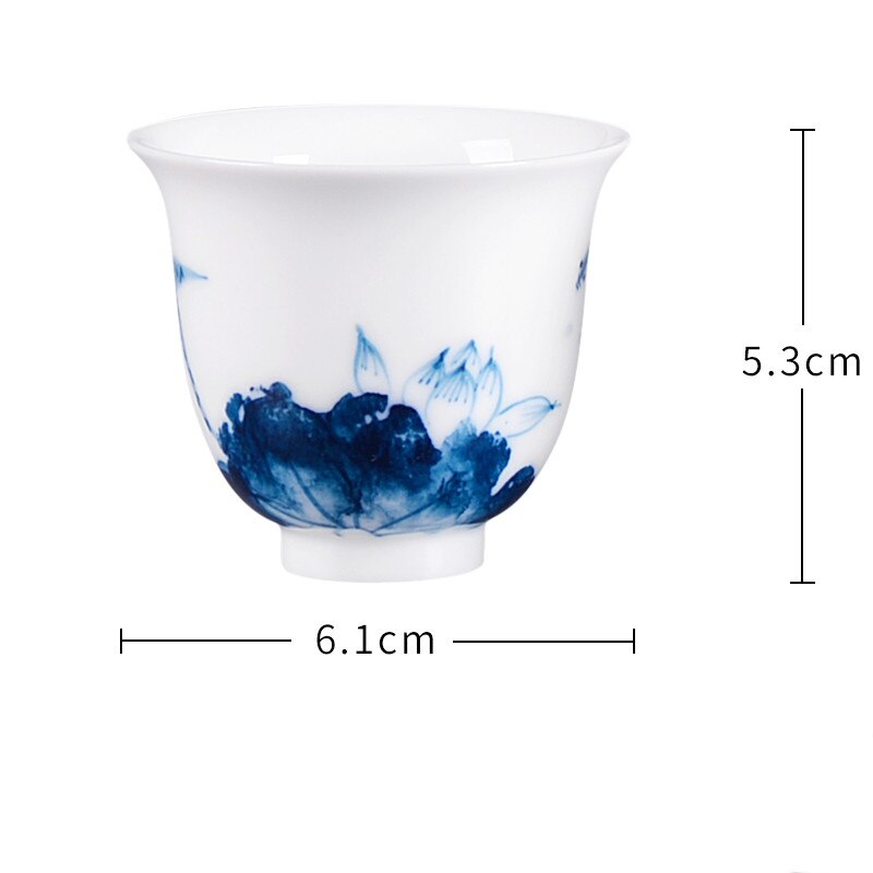 2 Stks/set Blauw En Wit Porseleinen Handgemaakte Keramische Theekopje Chinese Porselein Thee Kom Thee Set Accessoires Persoonlijke Single Cup: C