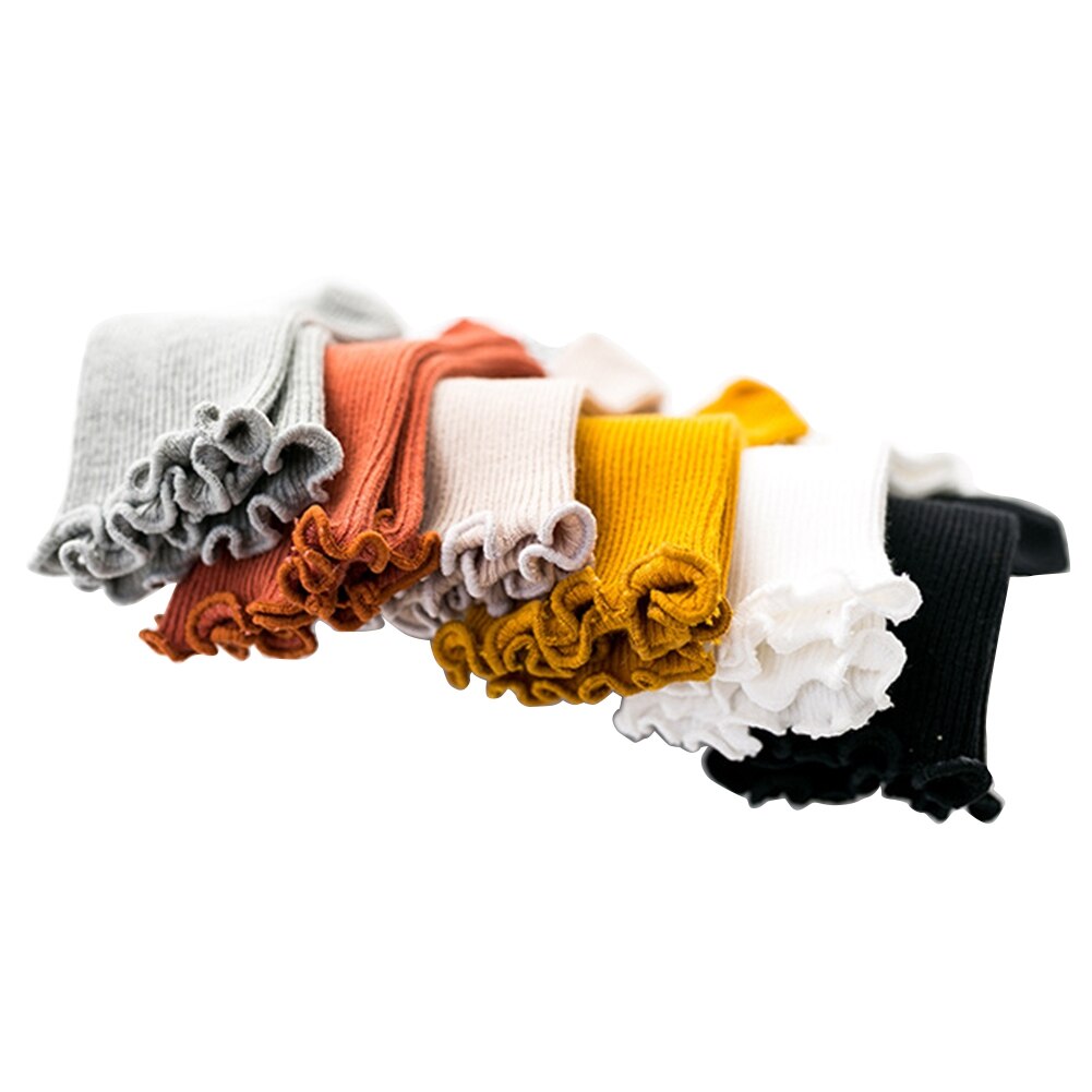 Peuter baby meisjes katoenen sokken, warme naadloze effen gebreide ruches sokken voor jongens en meisjes van 0-5 jaar