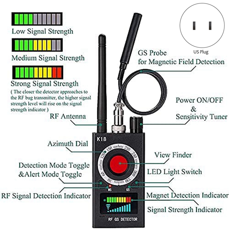 Mhz-6.5Ghz K18 Multifunctionele Detector Camera Gsm Audio Bug Finder Gps Signaal Lens Rf Tracker Detecteren Producten