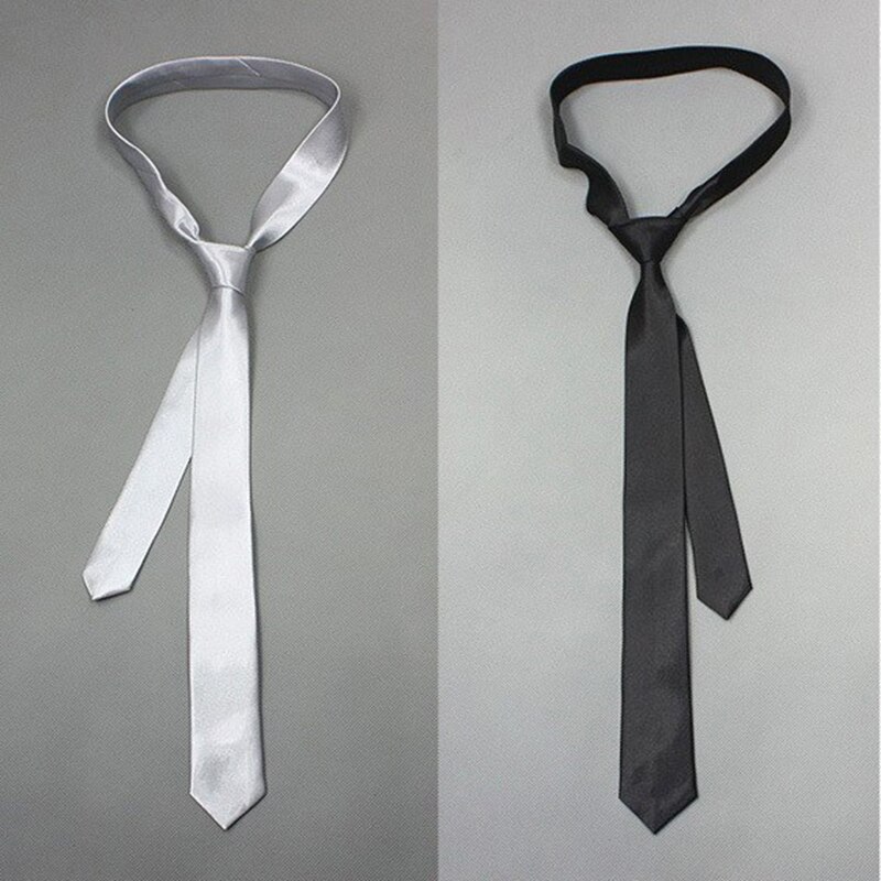 Slips kvinder retro solid silkeagtig smal hals slips slank glat kvinders slips koreansk stil enkel all-match trendy unisex