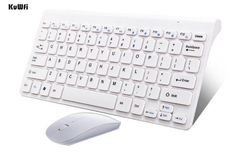 2.4GHz Wireless Keyboard With Cover With Mouse Mice Set Ultra Slim Thin For Desktop Laptop PC Computer Keyboard Set: White