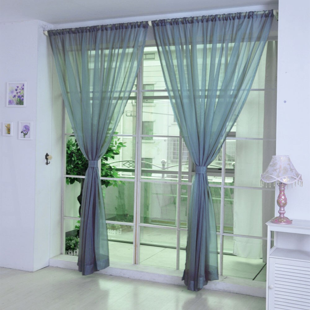 1 Stck Reine Farbe Tüll Tür Fenster Vorhang Drapieren Tafel schier Schal Schabracken Moderne Schlafzimmer Wohnzimmer Vorhänge: H
