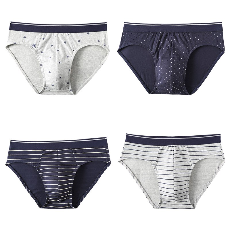 4 pcs/lot Male Stripe Cotton Briefs Stereoscopic Tailoring Panties Men Comfortable Breathable Brand Underwere: XZF190 / XL