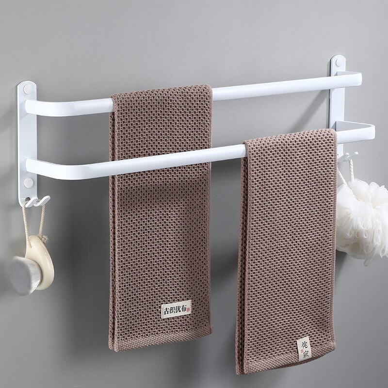 Zauberstab Montieren 30-50CM Weiß Aluminium Handtuch Gestell Halfter Doppel Drei Bar Mit Wc Kleid Haken Aufhänger Küche Schlecht Zubehör