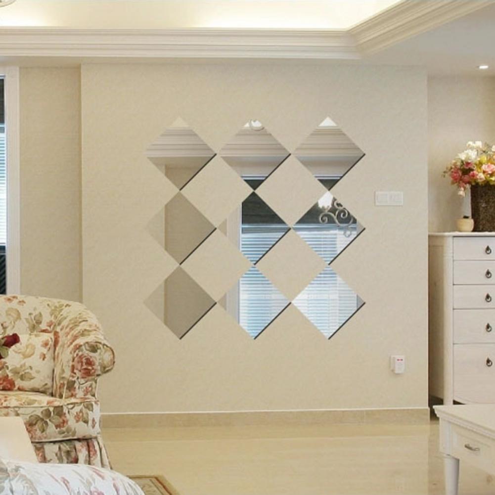 Mirror Wall Sticker Delicate Multi Styles Seamless Removable Mirror Tile Stickers for Bedroom Wall Sticker Wall Decals