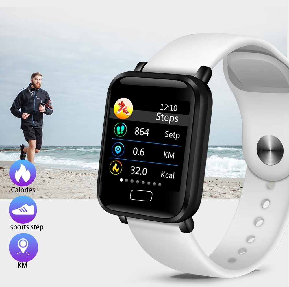 Lige smart klocka dam sport stegräknare smart armband pulsmätare fitness tracker led färgskärm damklocka+låda