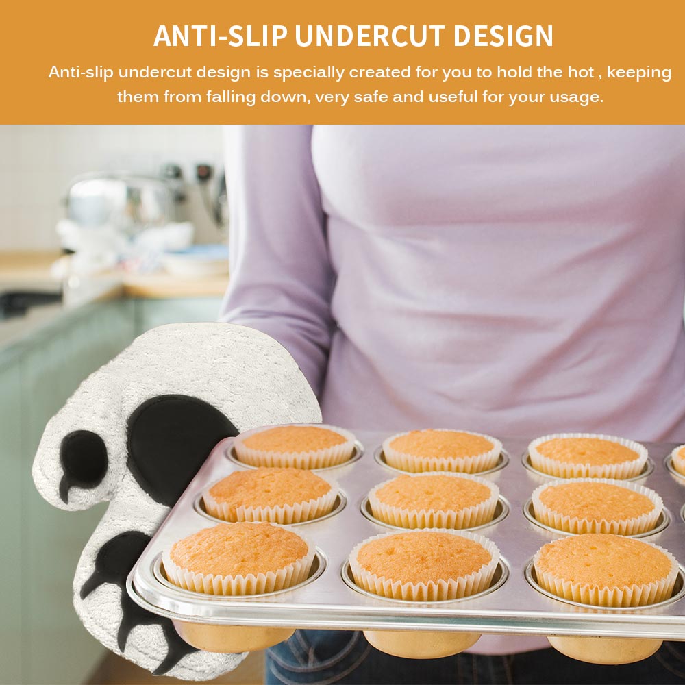 Polar bear hands Oven Mitts Silicone Anti-Scald Gloves Heat Resistant Thicken Heat Insulation Gloves Kitchen Microwave Baking
