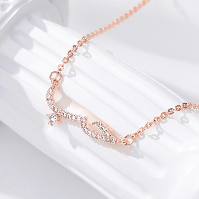 Collane con lettera d&#39;amore araba per donna Kolye ciondolo in cristallo collana girocollo coppia gioielli Collier Femme Bijoux moglie Bff regali: Rose Gold