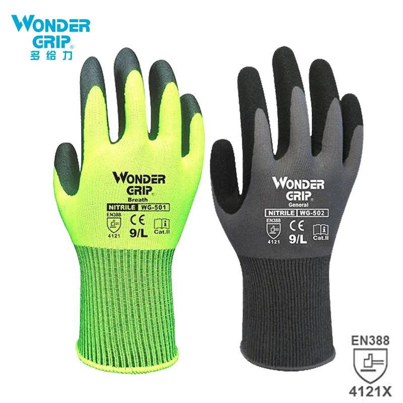 Wunder griff Bau handschuhe Klempner rot Nylons chale schwarz Nitril Sand beschichtung Arbeits sicherheits handschuhe Männer Arbeits handschuhe