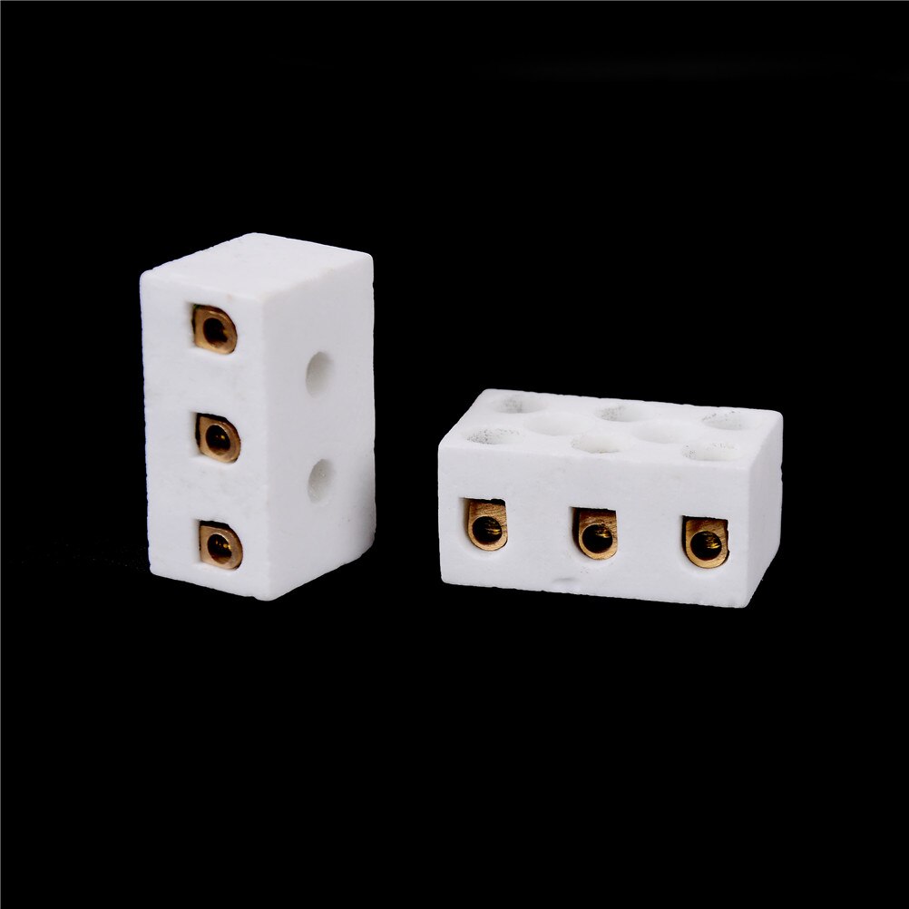 2 Pcs Block 15A 3 Way 6 Hole Connector Porcelain Ceramic Terminal Blocks Ceramic Terminal