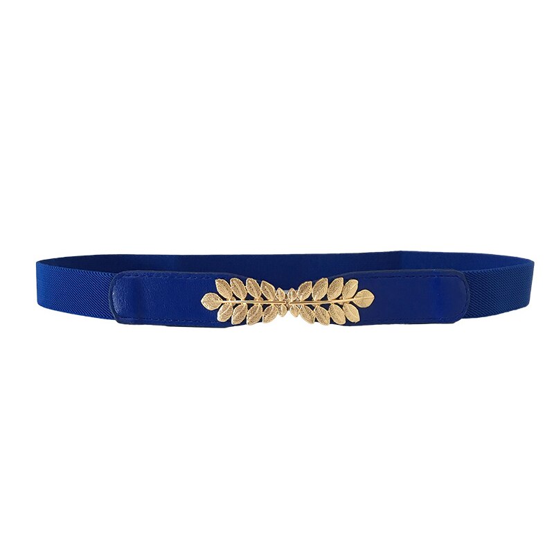 Women Waist Belt Narrow Stretch Dress Belt Thin Buckle Waistband: Blue