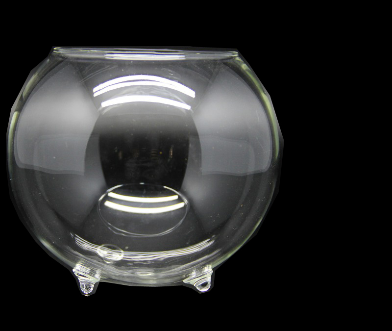 Glass Jewelry Container Aquarium Fishbowl Flower Plants Jar Home Decoration Vase Round Glass Necklace Storage Holder Stand: M 13.5CM