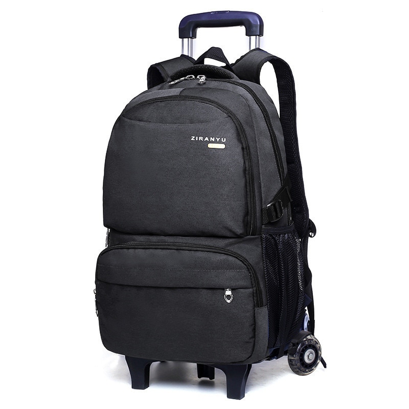 Mochilas escolares para meninos, bolsa de viagem para crianças com 2 rodas