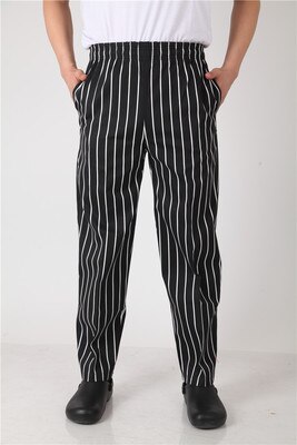 chef service cook uniform chef de executive chef pant black white striped elastic Red Peppers restaurant uniform: 4 / XXL