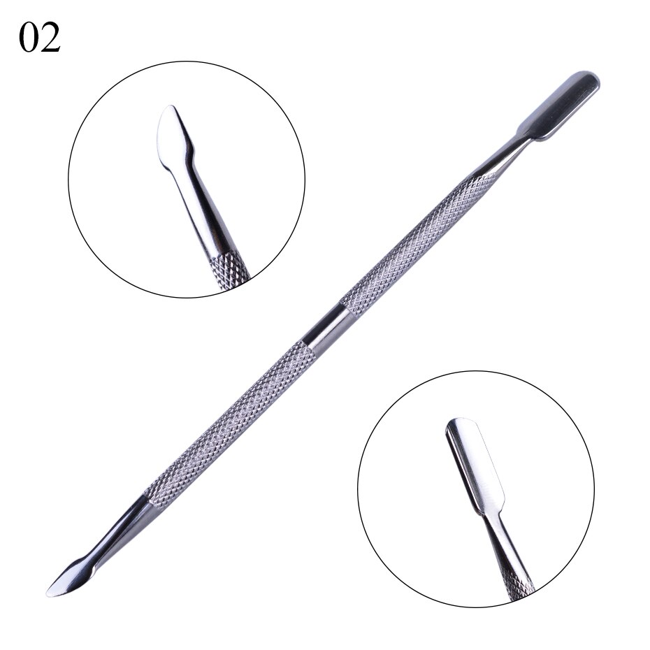 1pc Stainless Steel Cuticle Pusher Spoon Double Sided Nail Art Trimmer Dead Skin Cutter Manicure Pedicure Nail Care Tools LY1-9: 02
