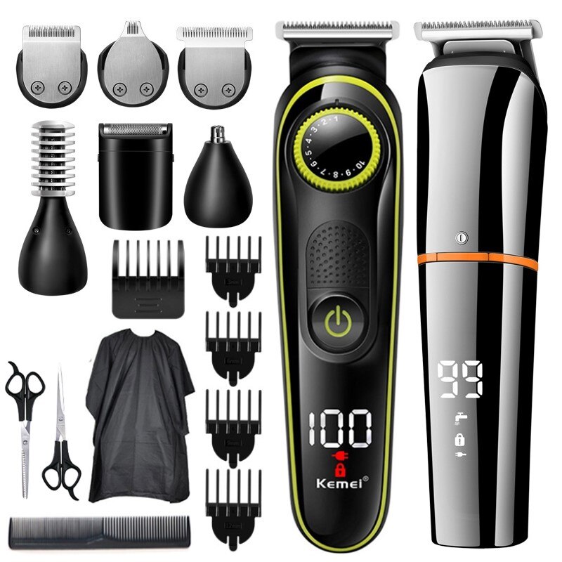 KEMEI – tondeuse professionnelle tout-en-un pour hommes, rasoir électrique pour le visage, le corps et la barbe