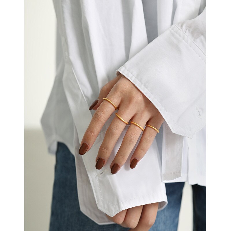 1.8mm matte metalen 925 sterling zilveren ringen voor damesaccessoires, statement ring vrouw goudkleurige verlovingssieraden