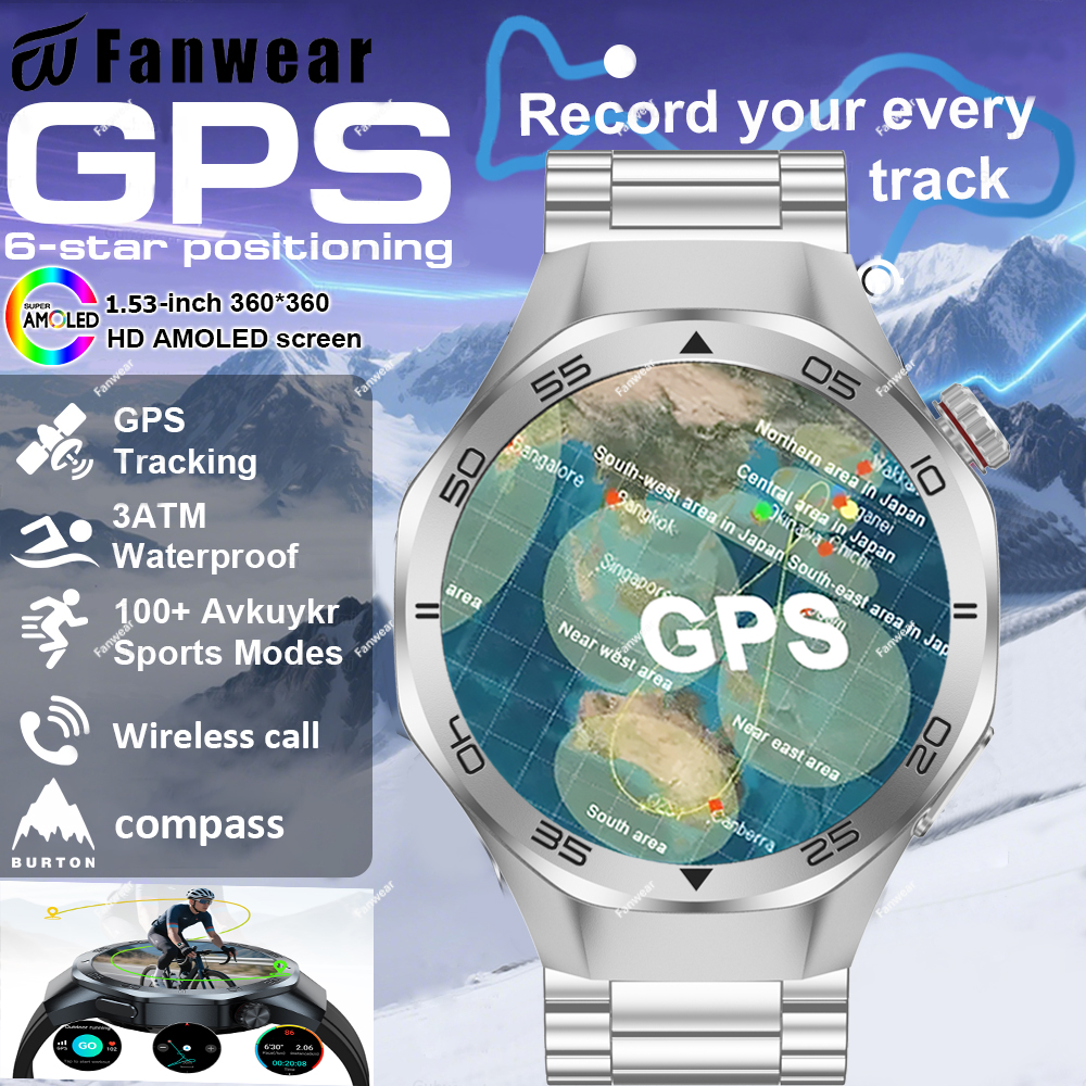 Fanwear Nuovo Orologio GT5 pro Astuto Della Vigilanza Degli Uomini HD AMOLED Schermo Zaffiro GPS inseguitore BT Chiamata saluto Impermeabile Smartwatch Frequenza Cardiaca: Blu
