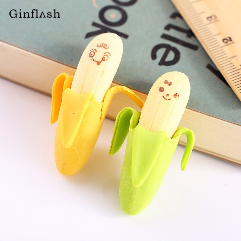 4 stks Kawaii Mini Banaan Vormige Potloodgommen Leuke Pen Rubber voor Kids School Briefpapier