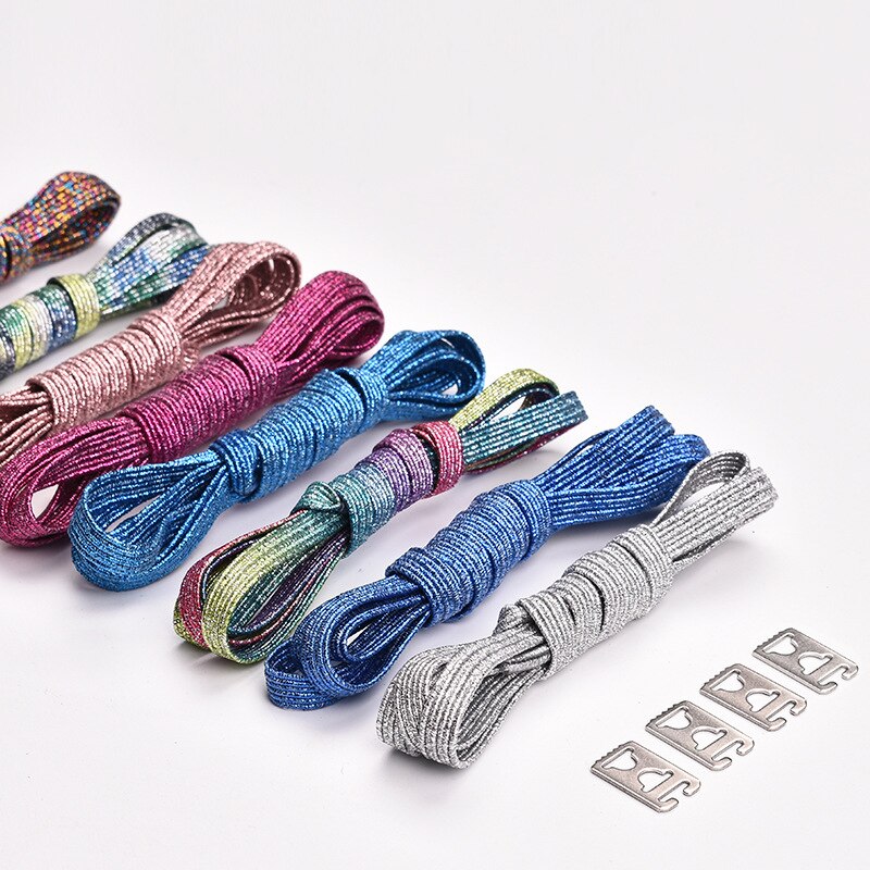 Fargerike skinnende skolisser unisex 105cm raske uten knytesko blonder barn barn spenne skolisser stretch late skolisser