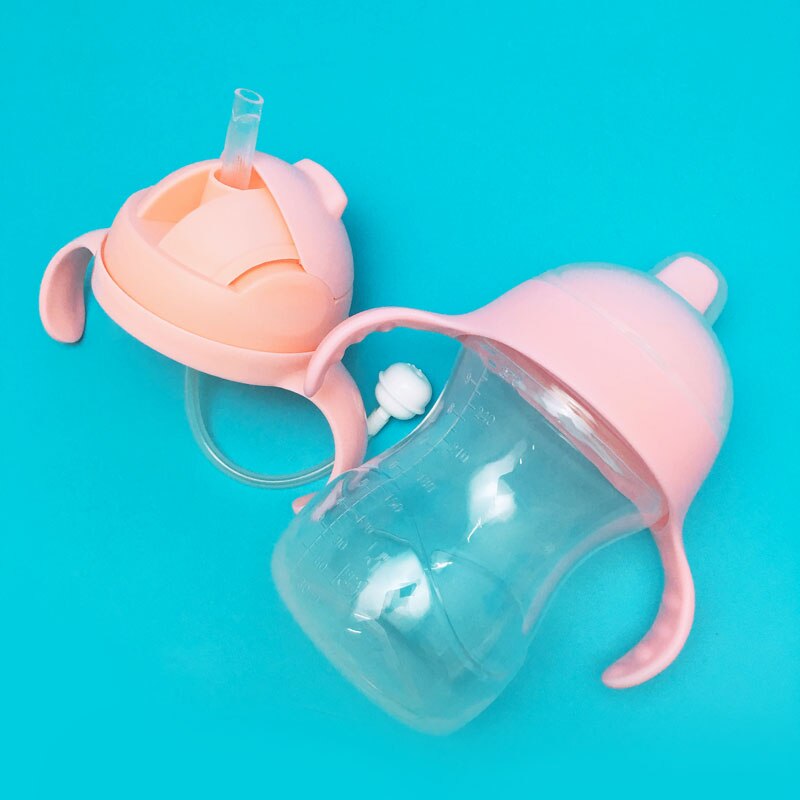 Gobelet à bec verseur pour bébé avec poignée, gobelet de transition pour nourrissons, tout-petits, enfants 2 sans bpa 250ml: Rose