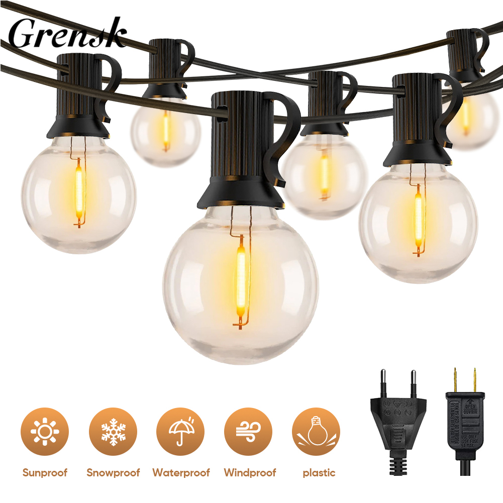 Waterdichte G40 Lichtslingers Onbreekbaar Plastic E12 1W Lampen Buitenslinger EU US Plug Aansluitbaar Verjaardag Tuindecoratie