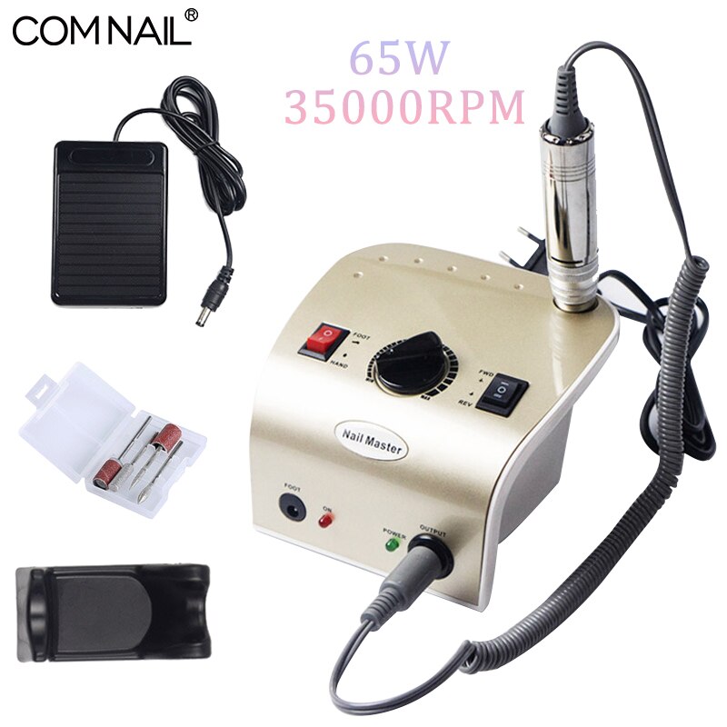35000RPM Nail Drill Machine For Manicure 65W High Power Nail Pedicure File Drill Bits Set Low Noise Salon Use Nail Art Equipment: JMD304-Gold