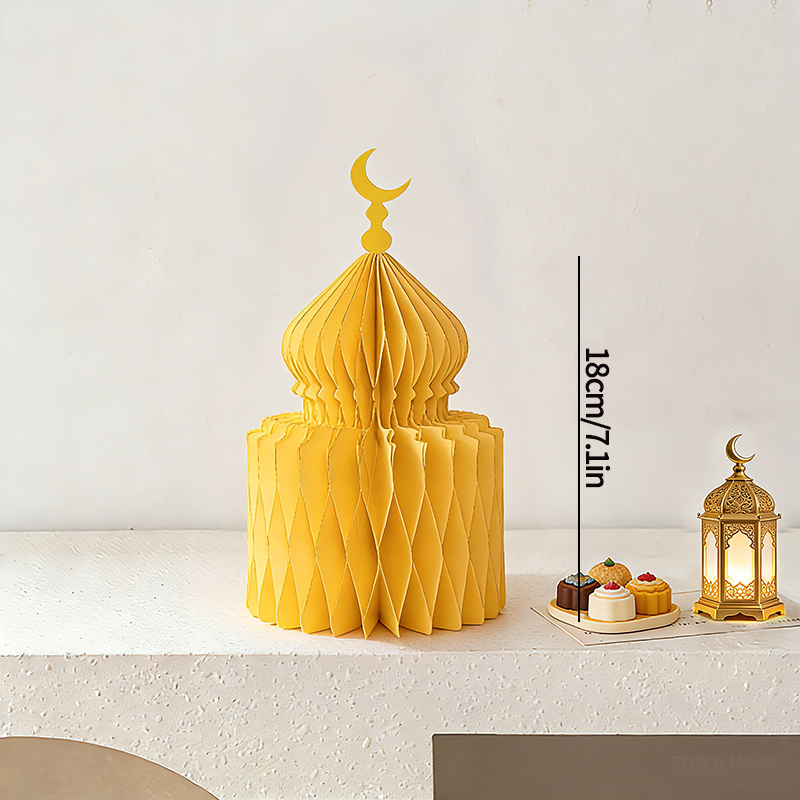 Ramadan eid al-fitr papir honeycomb ornamenter ramadan dekorasjoner måne stjerner skrivebordsarbeid islamsk hjemmedekor eid borddekor: Mintgrønn