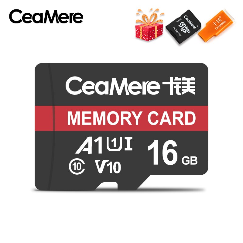 CeaMere Micro SD Card Class10 UHS-1 8GB Class 6 16GB/32GB U1 64GB/128GB/256GB U3 Memory Card Flash Memory Microsd for Smartphone: 16GB with gift