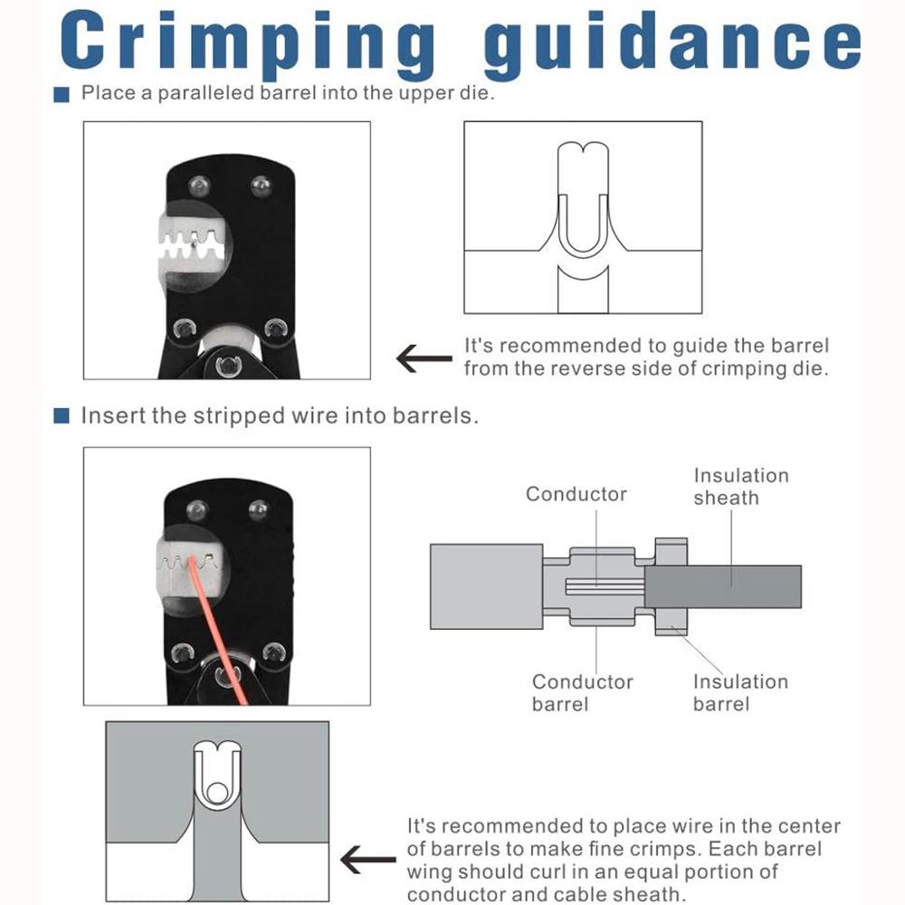 Micro Connector Pin Crimping Tool 0.03-0.52mm² 32-20AWG1.25 2.0 Ratcheting Crimper for D-Sub,Open Barrel suits Molex,JST,